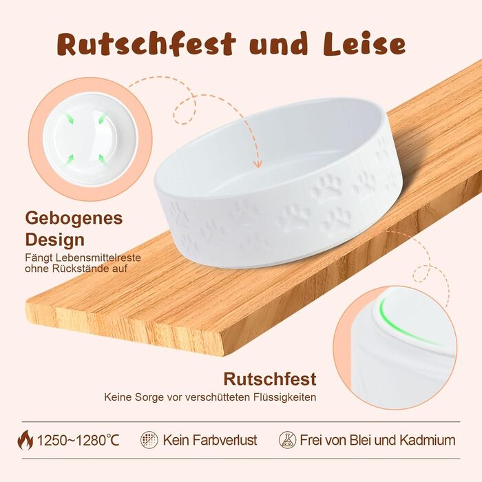 Миска для собак SpunkyJunky з кераміки, подвійна, на підставці з акації, 1800 мл, біла