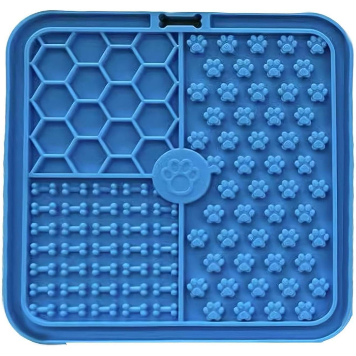 Килимок для собак та котів з присосками, повільний годівник для собак, лижучий килимок, заспокоює, арахісове масло (блакитний, 15*15 см)