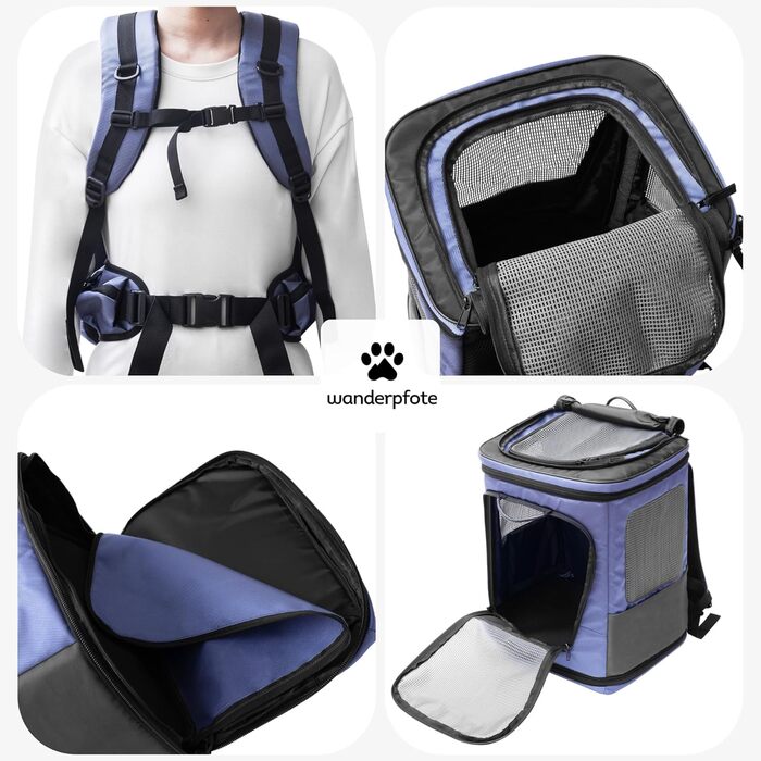 Hunderucksack Wanderpfote Trekking Light S, 8 кг, блакитний - переноска для собак та котів