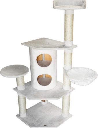 Котячий будиночок з сизалю Bontoy Betty Pro, білий, 65x65x176 см, 12 см стовпчики, для великих котів, стабільний