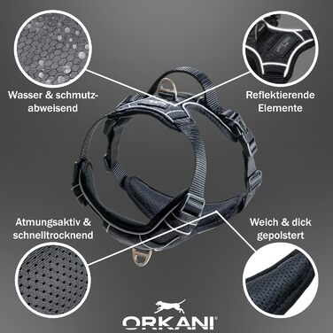 Шлея для собак ORKANI Bravo 2025 XL – преміум, анти-натяг, дихаюча, м’яка, із широкою ручкою та захисною застібкою для малих, середніх і великих порід
