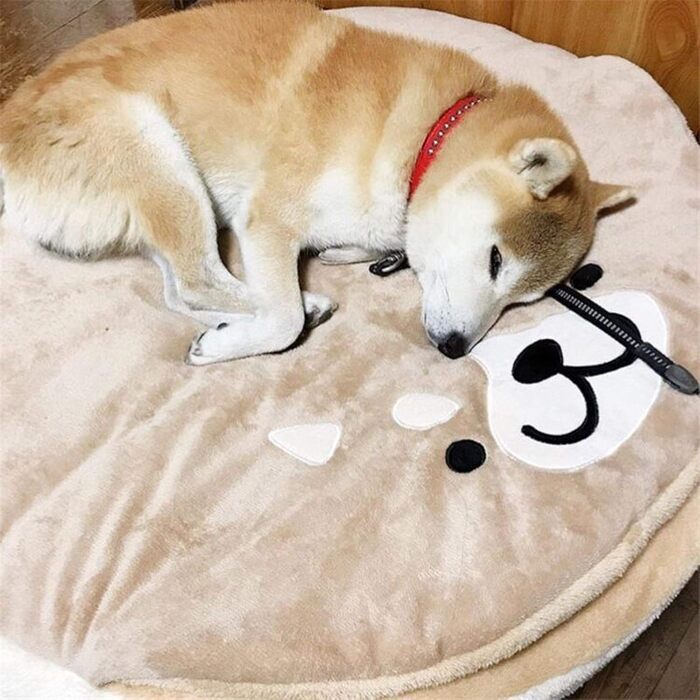 Кругле ліжко для собак та котів Shiba Inu з м'якого плюшу. Лежанка для домашніх тварин, велике ліжко для собак.