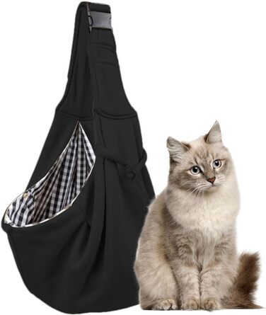 Сумка-перевертач для собак, через плече, для маленьких собак, ручна, з регульованим ремінцем, для подорожей, чорна