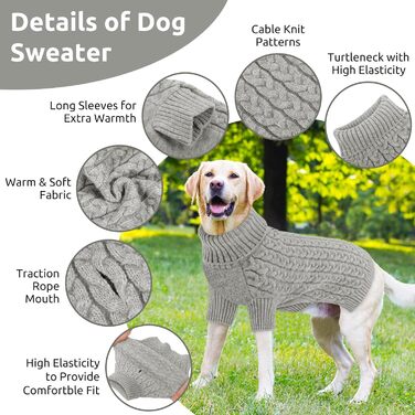 Теплий в'язаний пуловер для собак CITE TOILE різних розмірів, сірий