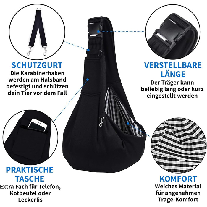 Сумка-переноска для собак та котів, чорна, до 8 кг