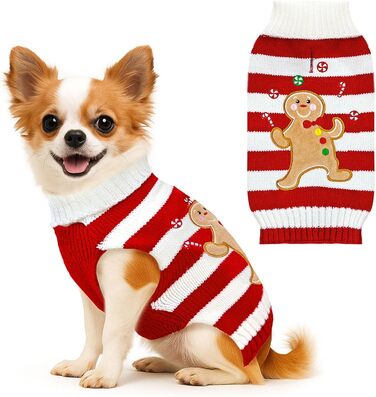 Теплий зимовий светр для собак з малюнком імбирного пряника, червоний, розмір XX-Large