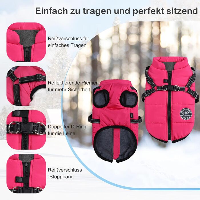 Зимова куртка для собак з наповнювачем та поясом - (XS, Кораловий)