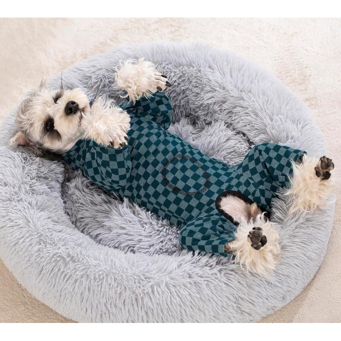 Теплий флісовий зимовий одяг для собак - теплий піжамний комбінезон з коміром для собак маленьких та середніх порід, блакитний (L)