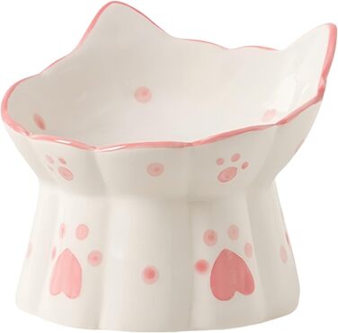 Керамічний годівниця для котів з підставкою, нахилений дизайн, захист шиї, запобігання зворотної течії, чорний/білий/рожевий