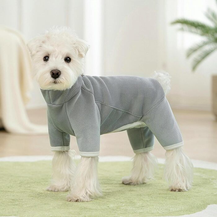 Тепла флісова куртка для собак, флісовий костюм на 4 лапи, захист від вітру, з отвором для повідка, зручний ролkragen, для маленьких, середніх та великих собак, сірий, розмір M