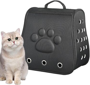 Чорна переносна сумка-переноска для котів та собак, зручна для подорожей | Переноска для тварин з вентиляцією