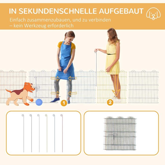 PawHut вольєр для цуценят, металевий, кольоровий, Ø120 x H60 см