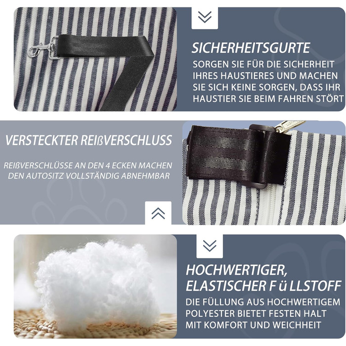 Автокрісло для собак Rucener: 110 x 45 x 55 см, для великих та середніх порід