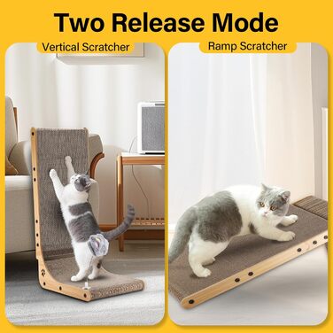 Котячий когтетоп L-подібний з іграшками, 68 см, для захисту дивану та кутів