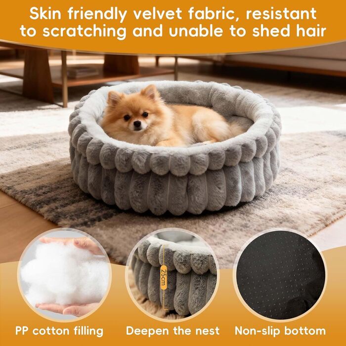 Кругле м'яке ліжко для котів та собак, біле, 50 см. Миється. Підходить для маленьких та середніх порід.