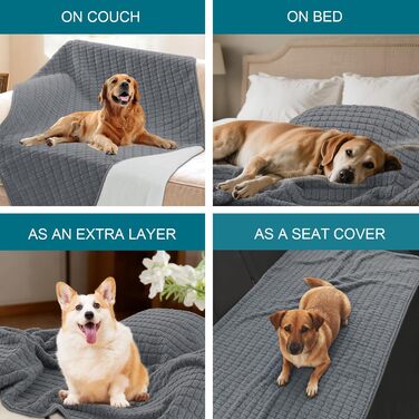 Водонепроникний килимок для собак H.Versailtex, 80 x 100 см, сірий, для собак та котів