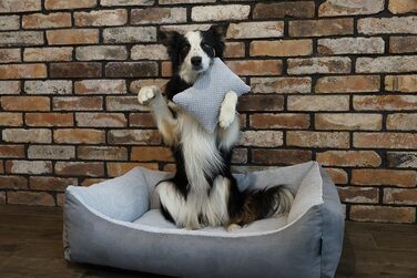 М'яке ліжко для собак Teo 120x100 см, сіре - знімний чохол, кошик для собак середніх порід