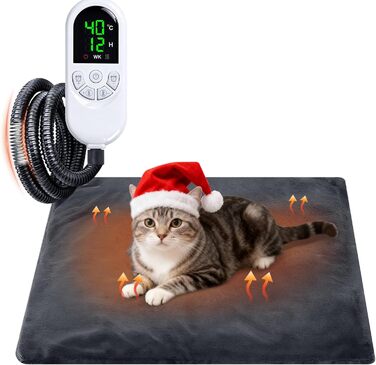 Килимок грілка для котів та собак Qoosea, електричний, 45x45 см, регулювання температури 30-60°C, таймер, водовідштовхувальний, знімний чохол
