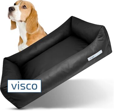 Ліжко для собак з віскоеластичним матрацом - зручне собаче ліжечко - якісне собаче ліжко - ліжко для собак, що береже суглоби - міцна собача підстилка - чорного кольору - розмір L - 115 x 85 см