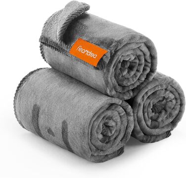 Набір з 3-х ковдр для собак Feandrea, 152 x 127 см, фланель, сірий, для великих і середніх собак, захист дивану