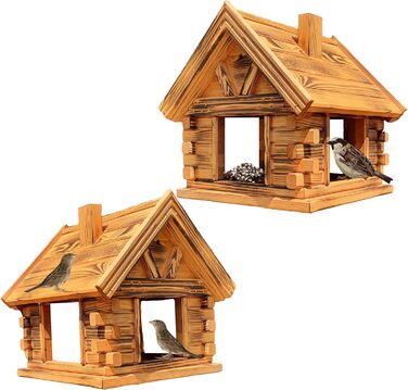 Дерев'яний будиночок для птахів з сосни, вигорілий, годівниця Vogelhaus