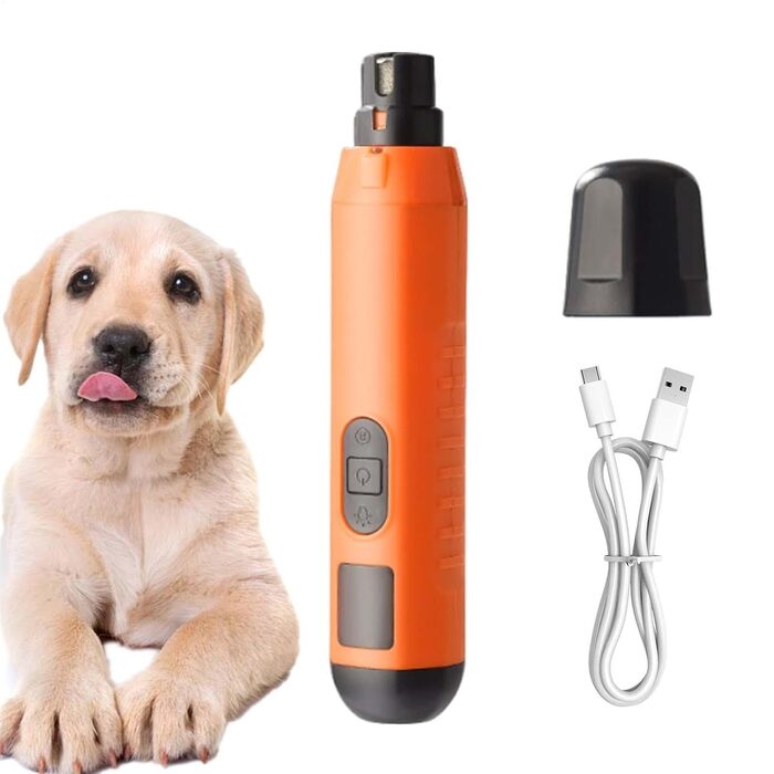 Електричний триммер для собак та котів, 5 швидкостей, акумуляторний, професійний, для догляду за кігтями, помаранчевий