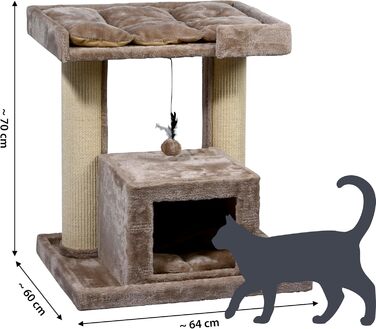 Котячий будиночок з дерева Dobar® Softy Premium - когтеточка, будиночок, лежанка, 35x60x100 см