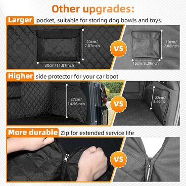 Захист для багажника автомобіля KYG для собак з неслизьким дном, захистом бокових панелей та краю завантаження, універсальний килимок для багажника, ковдра для собак в авто, водонепроникний та стійкий до подряпин 195 * 105 см (потовщений + 1 кишеня)