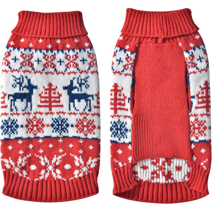 Пуловер для собак ABRRLO з бавовни, костюм для святкування Різдва, теплий зимовий пуловер для собак, костюм для домашніх тварин (L, сніжинка, олень)
