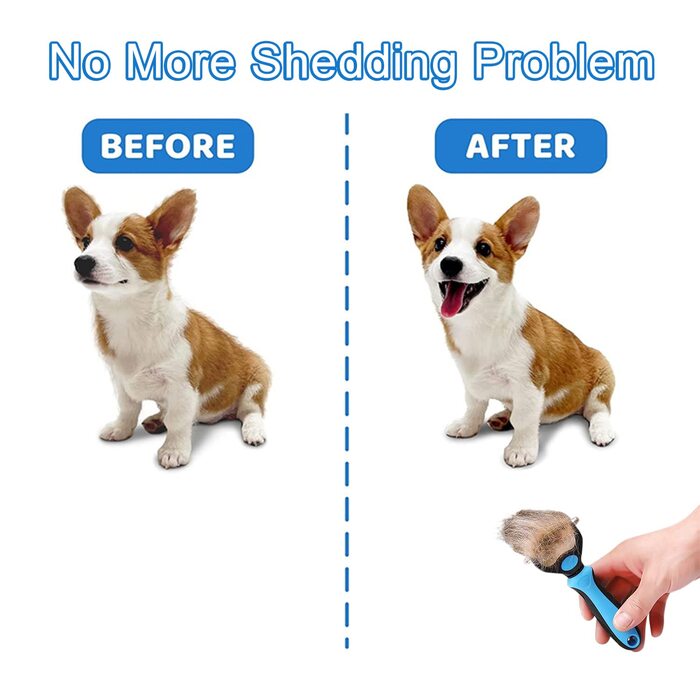 Щітка для грумінгу домашніх тварин проти ковтунів, для собак та котів, синього кольору