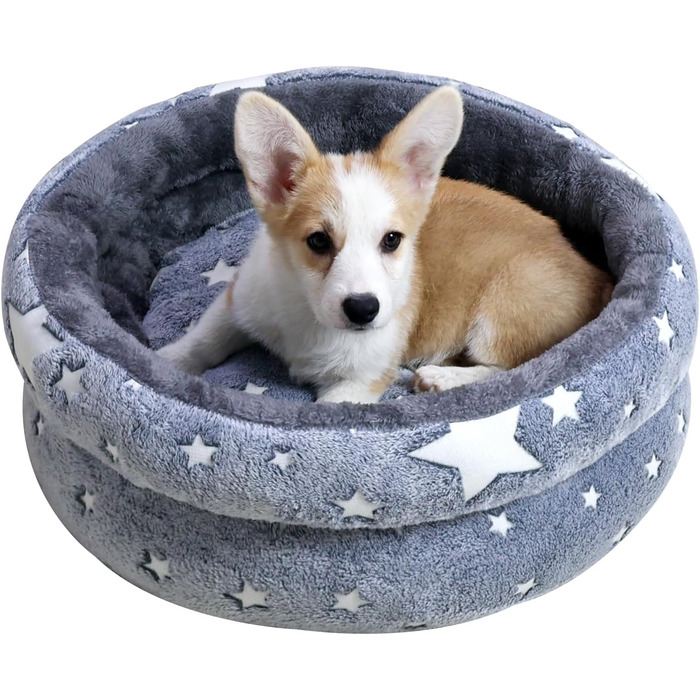 Кругле м'яке ліжко для котів та цуценят, 50/60 см, штучне хутро