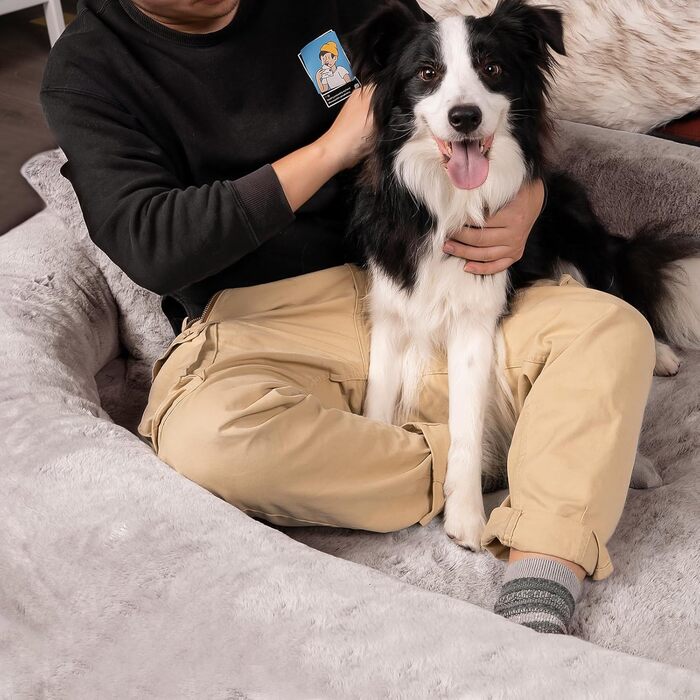 Крісло-ліжко для собак великих порід та людей, 180x114x35,6 см, з штучним хутром, ковдрою та подушкою, FURRYFECTION