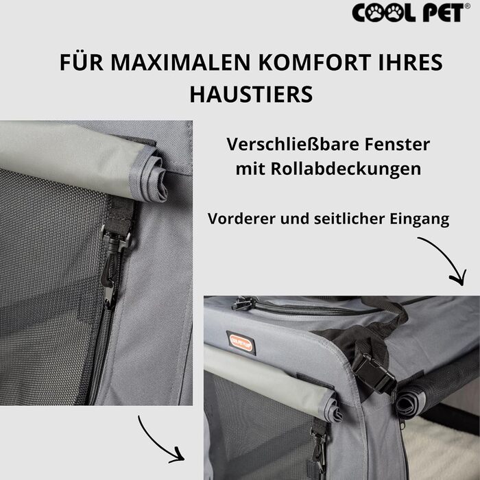 Переносна складана переносна коробка для собак 91х64х64 см (2XL, сірий)