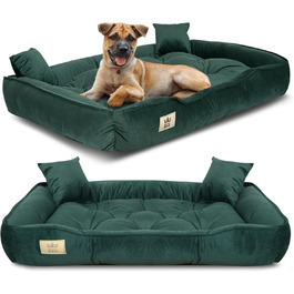 Крісло-ліжко для собак великих порід King Dog XL, 115 x 95 см, зелене, з велюру, ортопедичне, легко миється