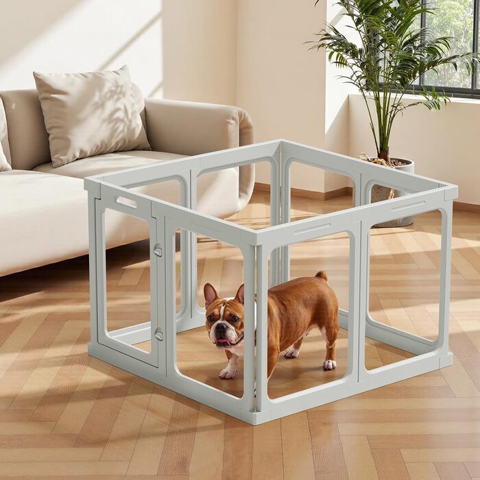 Клітка-вигул для цуценят Gardner Pet Acryl, 60 см, 8 панелей. Підходить для цуценят, кроликів, котів, свиней. Зручна, прозора, з присосками. Білий колір