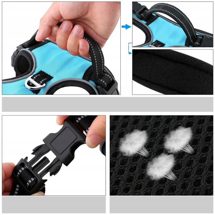 Регульована шлейка для собак HUGGY DOGGY, синя, розмір S