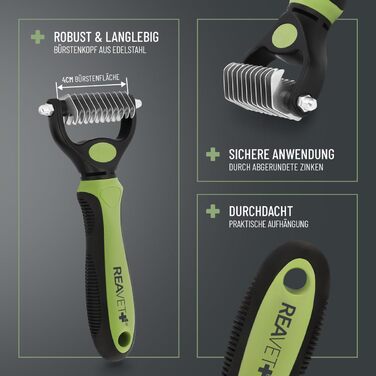 Щітка для собак та котів ReaVET для видалення підшерстя та ковтунів, великі та малі породи (M-L, XS-S), з масажним ефектом та захистом верхнього шару шерсті