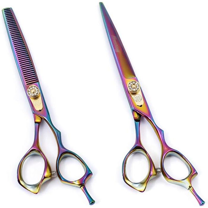 Набір ножиць для грумінгу домашніх тварин 7.0 дюймів, професійні ножиці з нержавіючої сталі для собак, ножиці для розрідження шерсті, легкі та гострі, для грумін-салонів