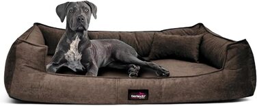 Ортопедичне ліжко для собак Tierlando® Bruce з знімним та пральним велюровим покриттям, диван для собак середніх та великих порід, розмір: 130x100 см, колір: коричневий (01)