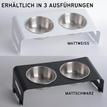 Підставка для корму PETLINUS для котів, піднята годівниця, ергономічна миска для котів, миска для котів з нержавіючої сталі та металу, годівниця для котів та маленьких собак (Чорний - Нахилена)