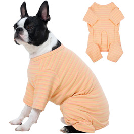 Піжама для собак Kuoser з чотирма ніжками, теплий флісовий пуловер для середніх собак, одяг для домашніх тварин, піжами для собак на осінь та зиму, розмір M, рожевий