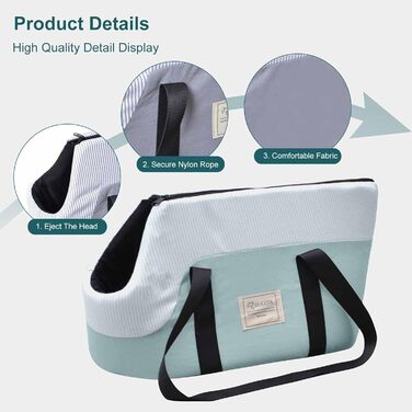 PETCUTE Сумка-переноска для собак, дихаюча, з ременем безпеки та знімним підкладом, до 10 кг, для собак, котів (світло-зелена)