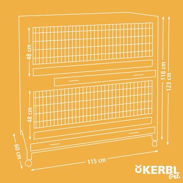 Клітка для дрібних тварин Kerbl Indoor Deluxe, двоповерхова, 115x60x118 см, на колесах, для хом'яків і морських свинок