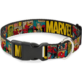 Нашийник для собак Marvel з кліпсою, пластиковий, 22,9-38,1 см, ширина 1,3 см, багатокольоровий
