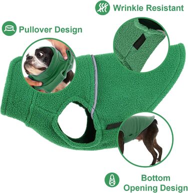 Тепла флісова жилетка для собак, пухнастиків, дрібних цуценят, хлопчиків та дівчаток (XXS, зелений)