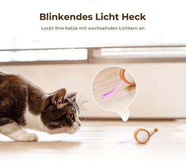 Інтерактивна іграшка для котів Cheerble Wicked Mouse з LED-підсвіткою, інтелектуальна електрична мишка USB, подарунок для котів, абрикосова