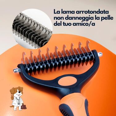 Щітка для грумінгу тварин 2-стороння: для собак та котів, видаляє підшерстя, не травмує шкіру (Помаранчевий)