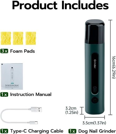 Електричний точило для собачих кігтів Tolesum з LED-підсвічуванням, тихий, перезаряджуваний, потужний для собак та котів (маленьких та середніх порід)