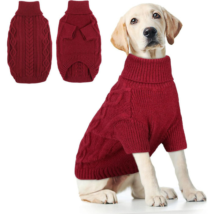 Пуловер для собак - елегантний різдвяний пуловер з отвором для шлейки, теплий пуловер для середніх та великих собак (червоний XL)