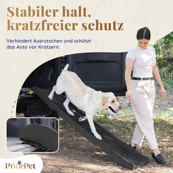 Рампа для собак у машину, складана – 174 см, 38 см – чорна, для великих собак, до 136 кг – підходить для авто та SUV